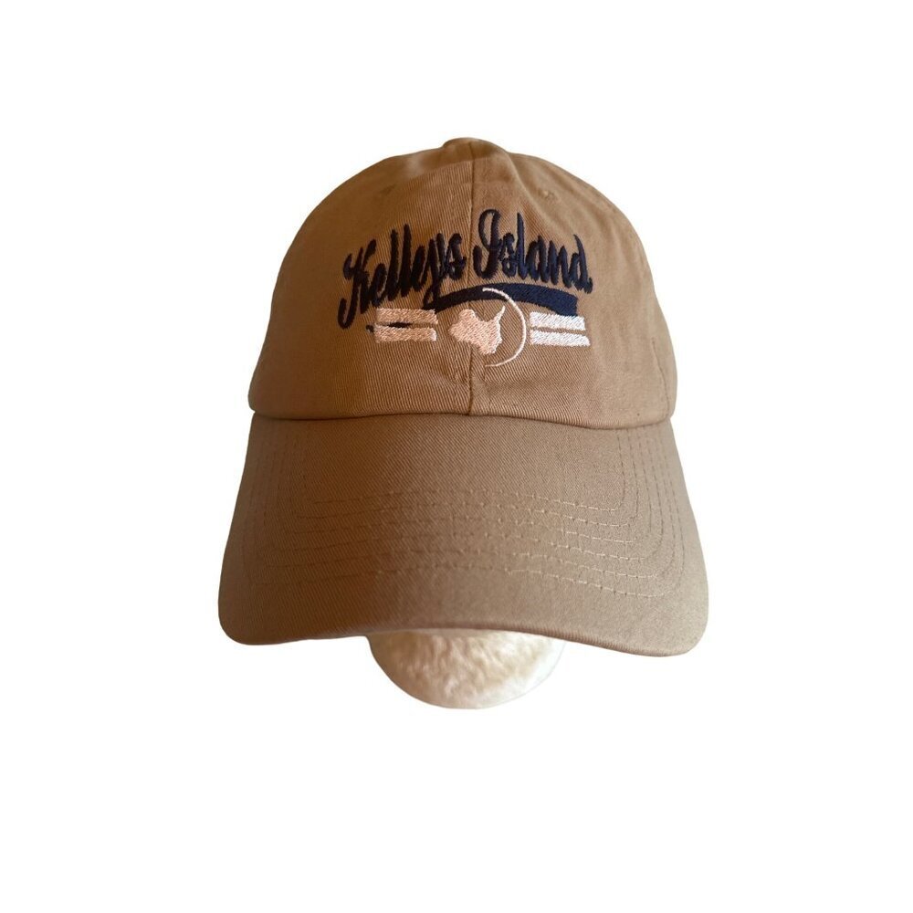 Kelley's Island Ohio Khaki Embroidered Graphic Hat Cap Adjustable